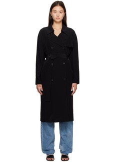 Theory Black Double-Breasted Trench Coat
