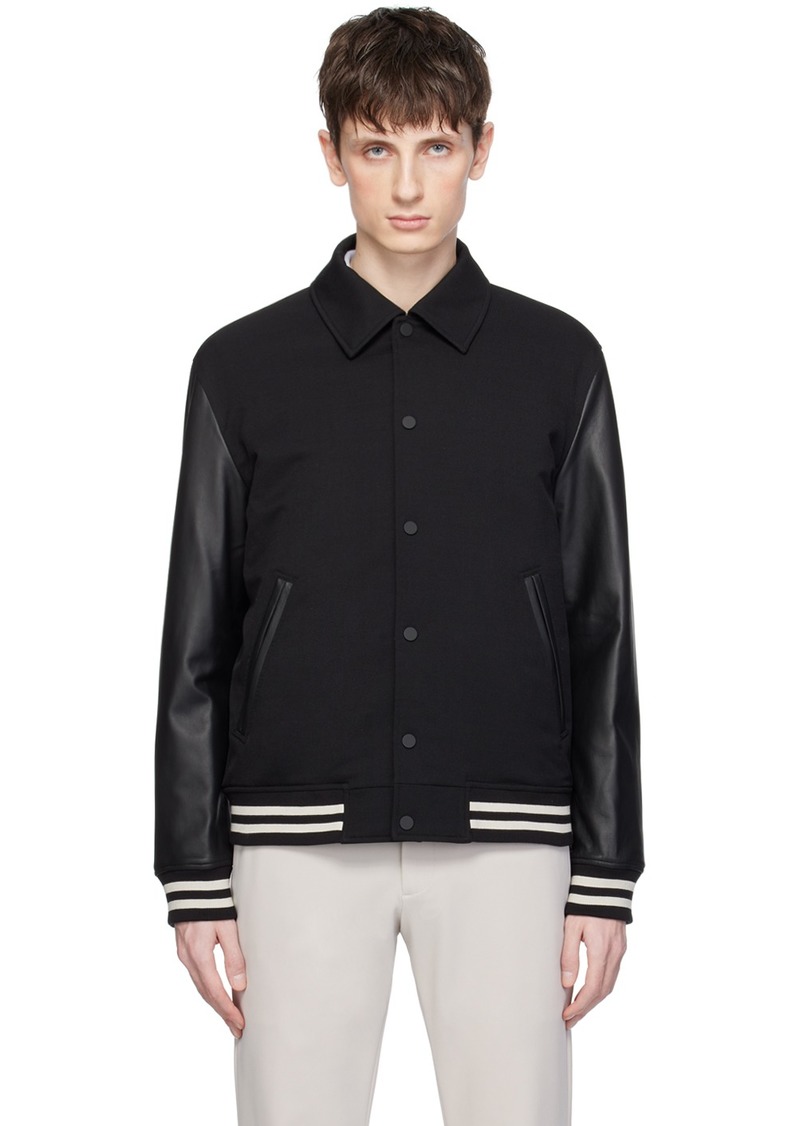 Theory Black Spread Collar Bomber Jacket