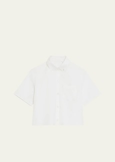 Theory Boxy Button-Front Oxford Shirt