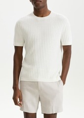 Theory Cable Short Sleeve Cotton Blend Sweater