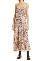 Theory Cami Leopard Print Asymmetric Silk Maxi Dress