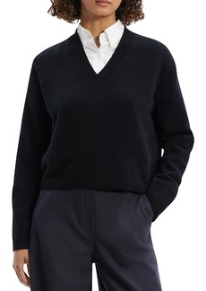 Theory Cashmere Cropped V Neck Sweater