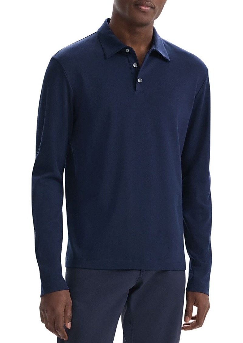 Theory Clinton Supima Cotton Regular Fit Long Sleeve Polo Shirt