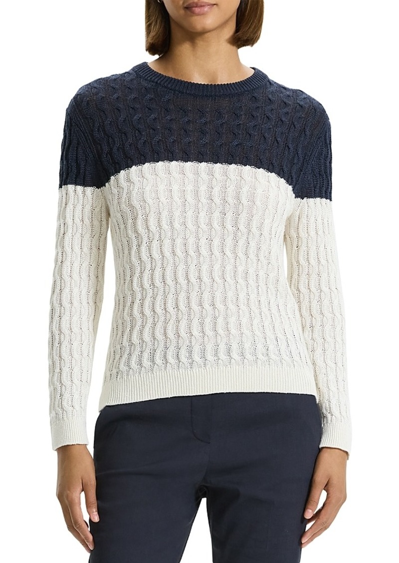 Theory Color Block Cable Knit Sweater