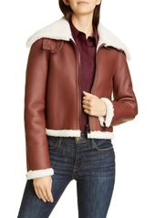 Theory Crop Genuine Shearling Jacket in Sedona at Nordstrom