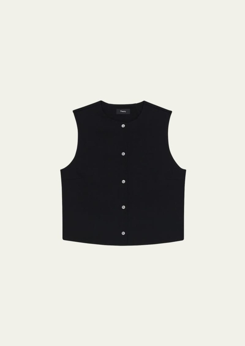 Theory Cropped Button-Front Shell Top