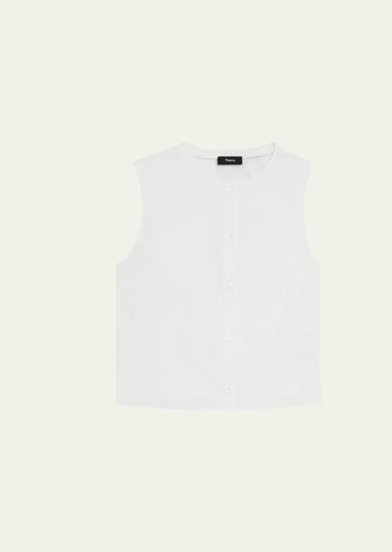 Theory Cropped Button-Front Shell Top