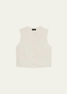 Theory Cropped Button-Front Shell Top