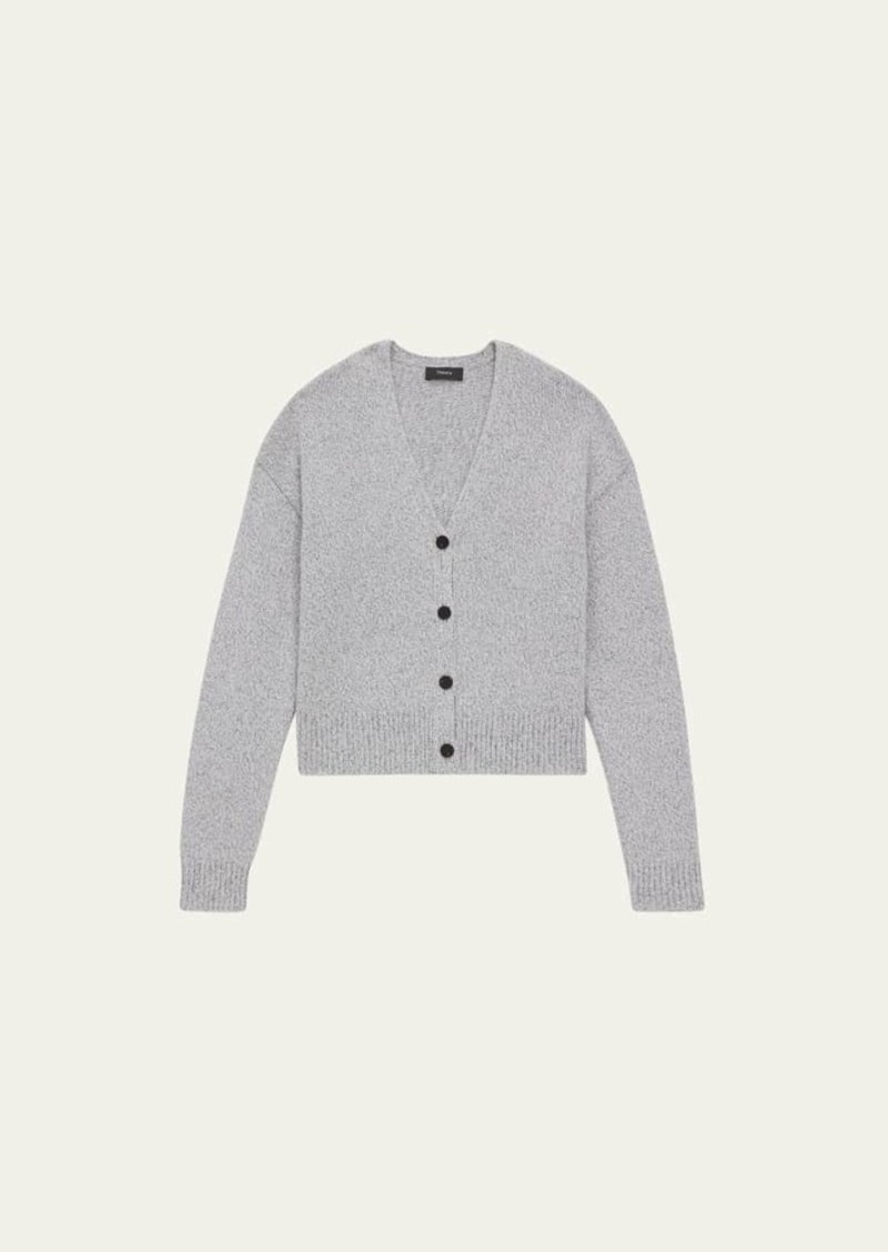 Theory Cropped Cashmere and Wool Boucle Cardigan