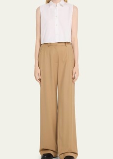 Theory Cropped Sleeveless Cotton Shirt