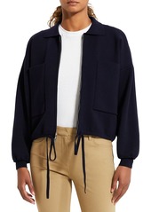 Theory Cropped Wool Zip Up Cardigan
