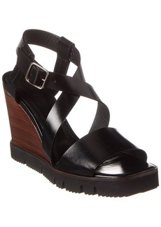 Theory Cross Band Leather Wedge Sandal