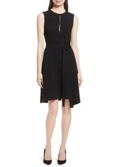 Theory Desza Belted Admiral Crepe Fit & Flare Dress