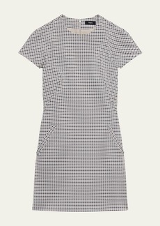 Theory Dolman Short-Sleeve Houndstooth Mini Dress