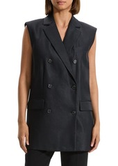 Theory Double Breasted Linen Blend Blazer Vest