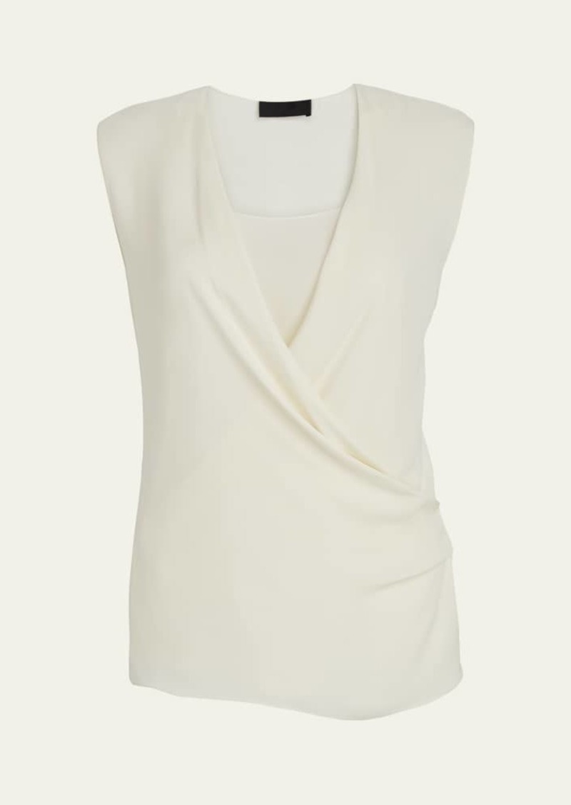 Theory Draped-Front Silk Shell