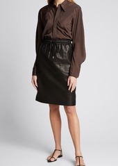 Theory Drawstring Leather Skirt