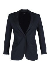 Theory Elasticated Waist Blazer in Navy Blue Triacetate