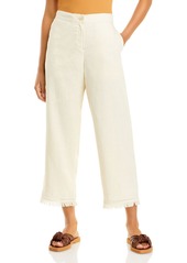 Theory Embroidered Hem Linen Pants