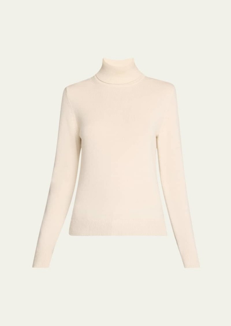 Theory Fold-Over Long-Sleeve Cashmere Turtleneck Sweater