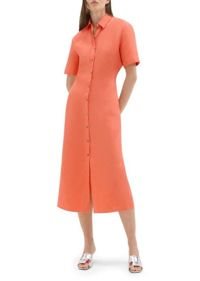 Theory Galena Linen Maxi Shirtdress