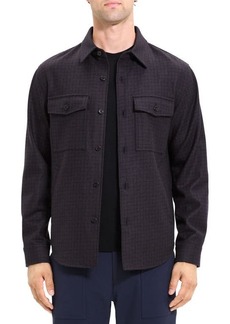 Theory Garvin Plaid Recycled Wool Blend Shirt Jacket