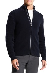 Theory Gary Thermal Cotton & Cashmere Zip-Up Sweater in Baltic/Sleet Blue at Nordstrom
