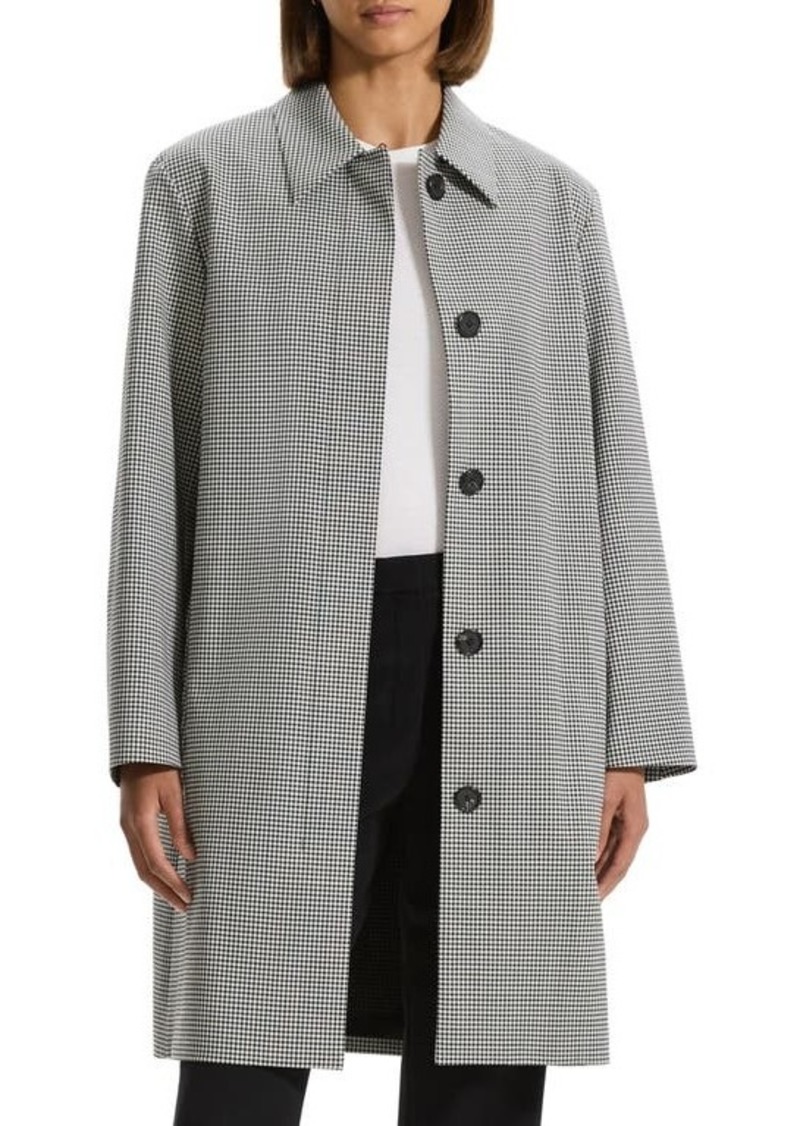 Theory Gingham Tailored Stretch Wool Coat