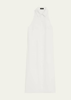 Theory Halter Button-Front Sleeveless Collared Midi Dress