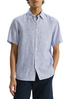 Theory Irving Linen Stripe Standard Fit Button Down Shirt