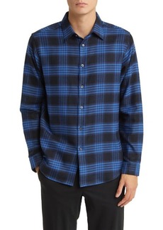 Theory Irving Plaid Cotton Flannel Button-Up Shirt