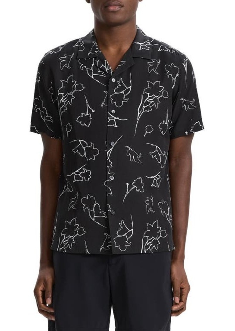 Theory Irving Sketch Floral Camp Shirt