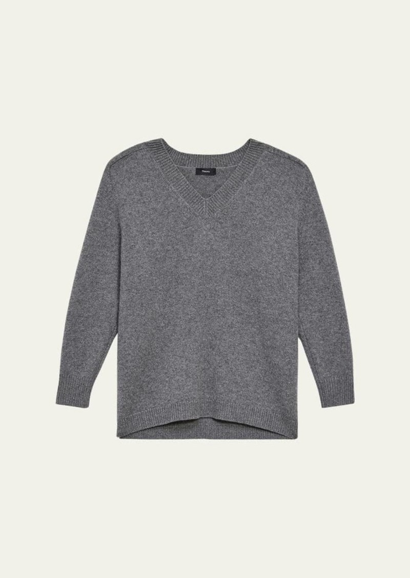 Theory Karenia Felted Wool-Cashmere V-Neck Sweater