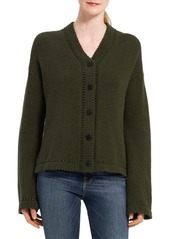 Theory Karenia High-Low Wool & Cashmere Cardigan in Dark Rosemary at Nordstrom