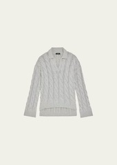 Theory Karenia Wool-Cashmere Collared Cable-Knit Sweater