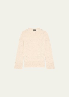 Theory Karenia Wool-Cashmere Drop-Shoulder Donegal Sweater