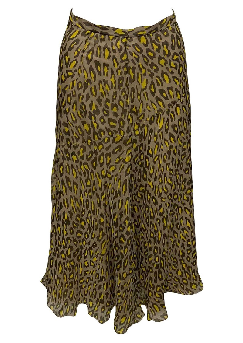 Theory Leopard Midi Skirt in Multicolor Silk