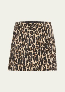 Theory Leopard Mini Trouser Skirt