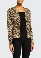 Theory Leopard-Print Button-Front Cardigan