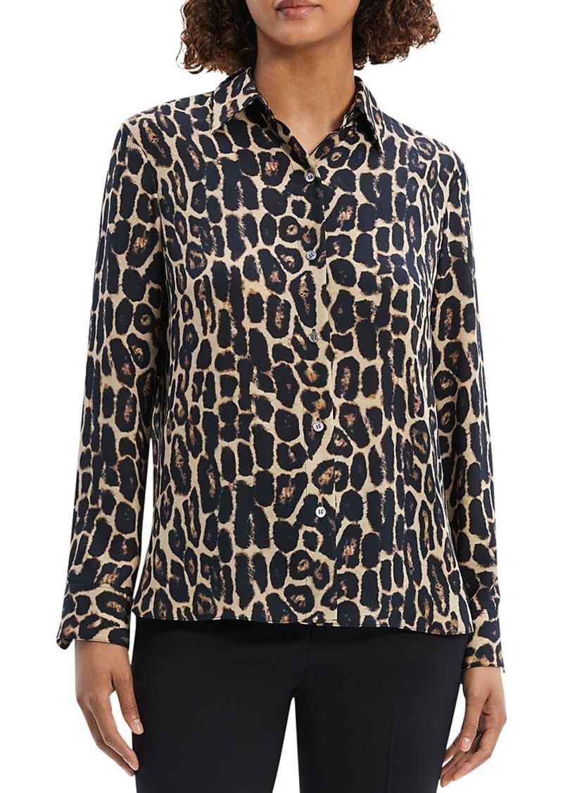 Theory Leopard Straight Blouse