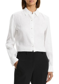 Theory Linen Cropped Shirt