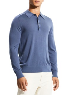 Theory Long Sleeve Wool Polo in Bering at Nordstrom