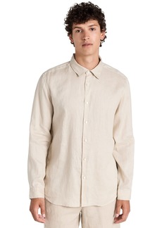 Theory Men's Irving Shirt in Relaxed Linen  Tan XL