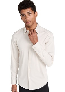 Theory Men's Sylvain Structure Knit Dress Shirt  Off White L