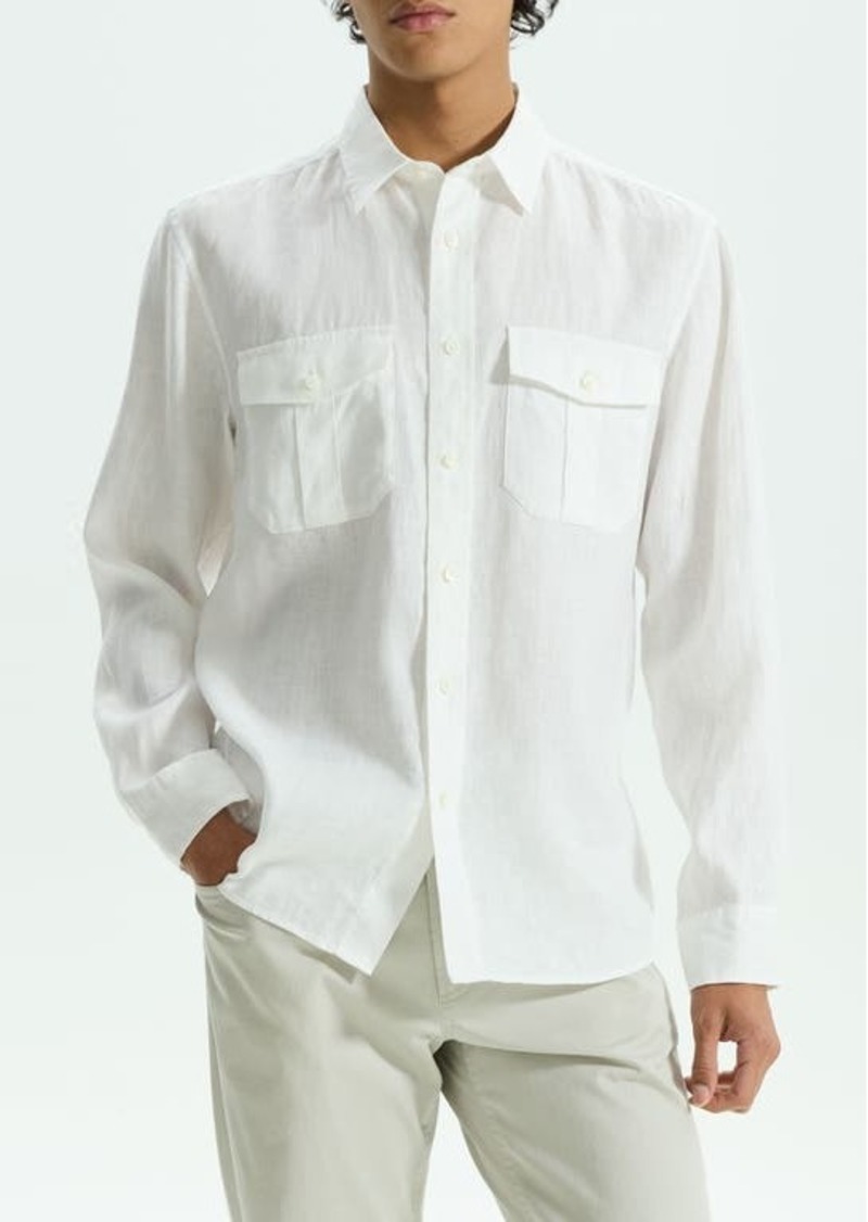 Theory Military LS. Relaxed Linen Button-Up Shirt