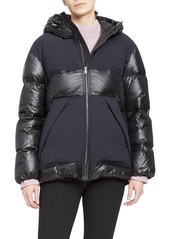 Theory Mixed Media Down Puffer Jacket in Black at Nordstrom