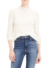 Theory Mock Neck Cable Knit Cashmere Sweater in Ivory at Nordstrom