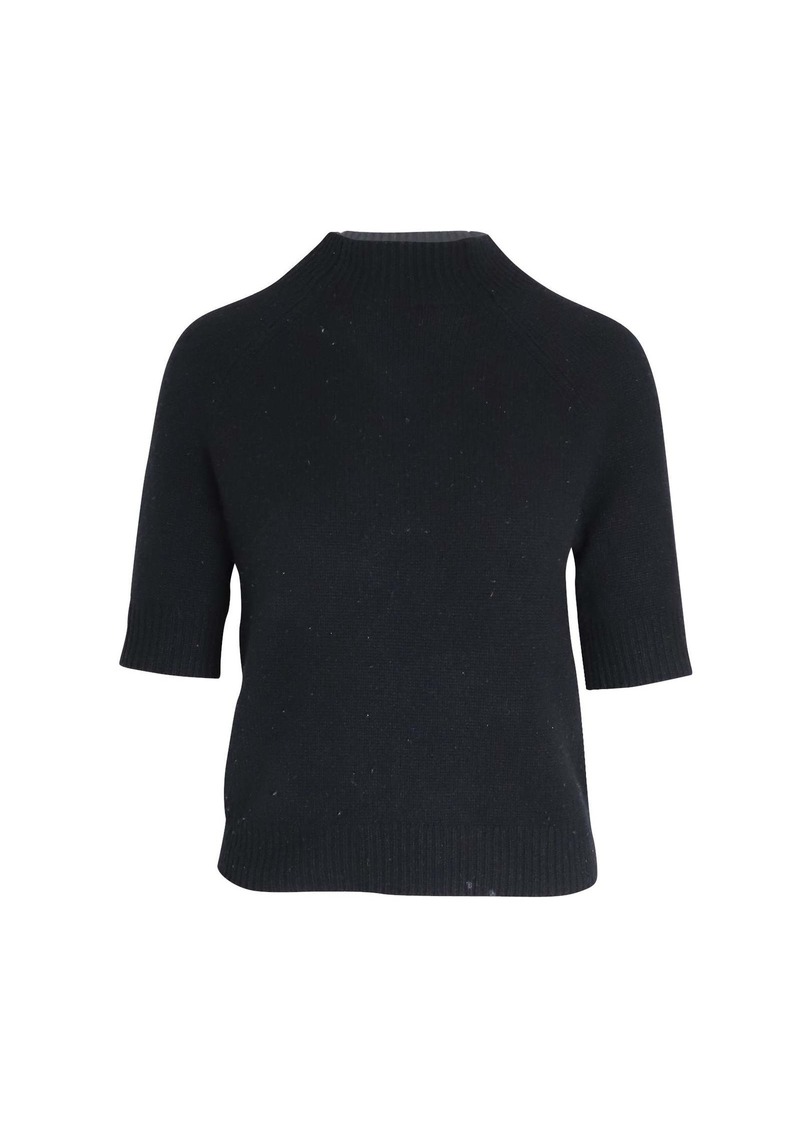 Theory Mock Neck Sweater in Black Cashmere