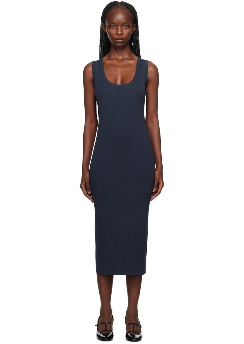 Theory Navy Scoop Neck Midi Dress