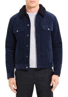 Theory Neil Stretch Corduroy Jean Jacket with Faux Fur Lining